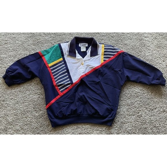 Teddi Women’s 80’s Pullover Jacket Sweater Color Block Rare Design Y2k Sz Small